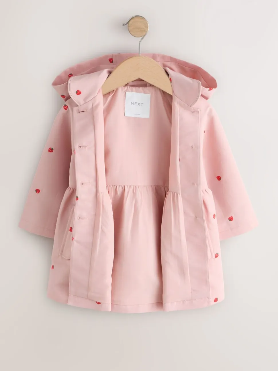 Pink Embroidery - Shower Resistant Button Front Coat (3mths-7yrs)
