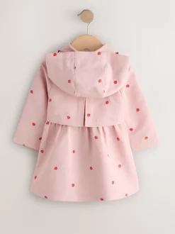 Pink Embroidery - Shower Resistant Button Front Coat (3mths-7yrs)