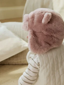 Pink Faux Fur Bear - Baby pilotenmuts (0mnd -2jr)
