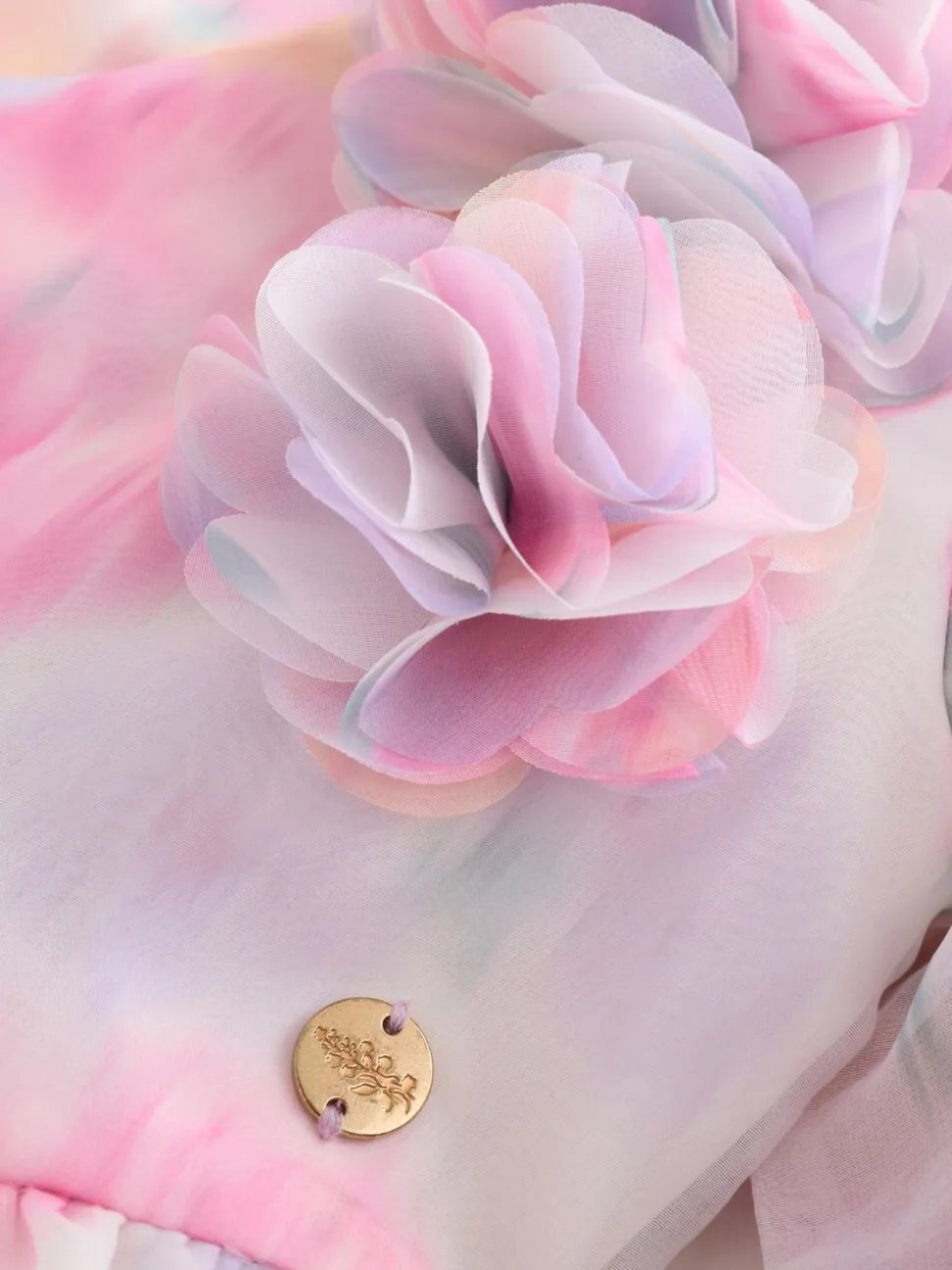 Pink Garden Roses Blurred - Laura Ashley Corsage Organza Pintuck Dress