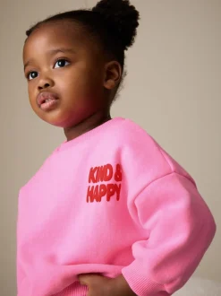 Pink Kind & Happy - Sweatshirt met ronde hals (3 mnd-7 jr)