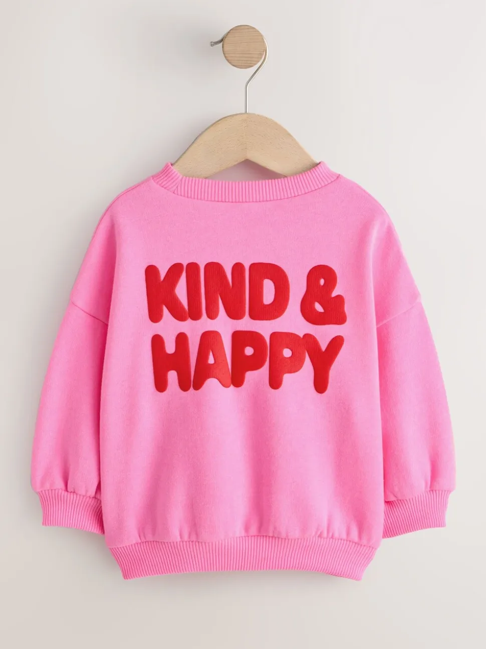 Pink Kind & Happy - Sweatshirt met ronde hals (3 mnd-7 jr)