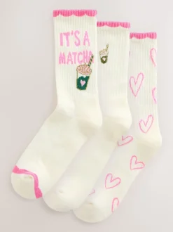 Pink Matcha - Set van 3 paar enkellange sportsokken met verzachte zool