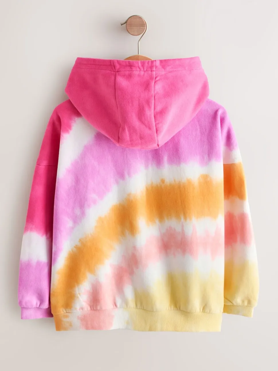Pink Multi Tie Dye - Hoodie met doorlopende rits (3-16 jr)