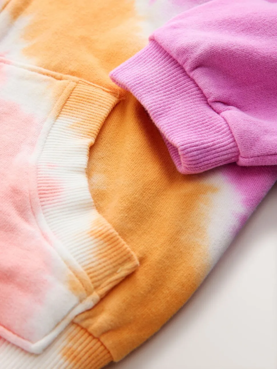 Pink Multi Tie Dye - Hoodie met doorlopende rits (3-16 jr)