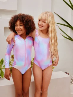 Pink Rainbow Foil Sequin - Scoop Neck Swimsuit (3-16yrs)