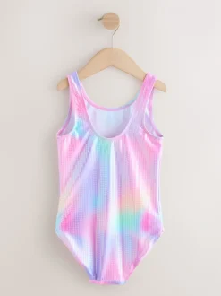 Pink Rainbow Foil Sequin - Scoop Neck Swimsuit (3-16yrs)