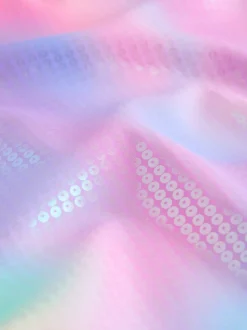 Pink Rainbow Foil Sequin - Scoop Neck Swimsuit (3-16yrs)