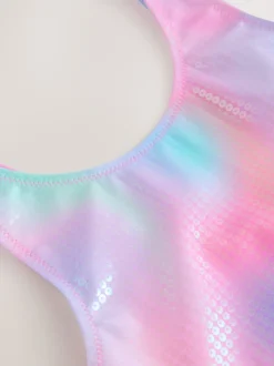Pink Rainbow Foil Sequin - Scoop Neck Swimsuit (3-16yrs)