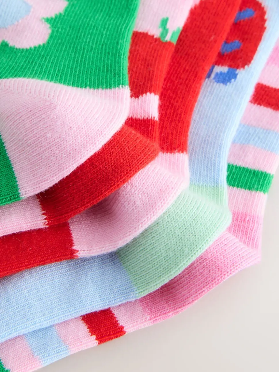 Pink Red and Green - Cotton Rich Charcter Ankle Socks 5 Pack