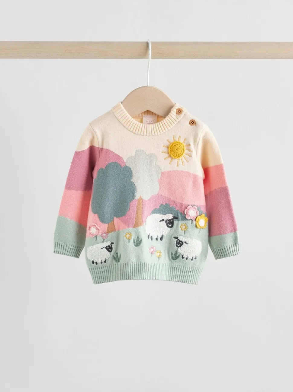 Pink Sheep Scene - Gebreide babytrui en leggings set 2 -delig (0mnd -2jr)