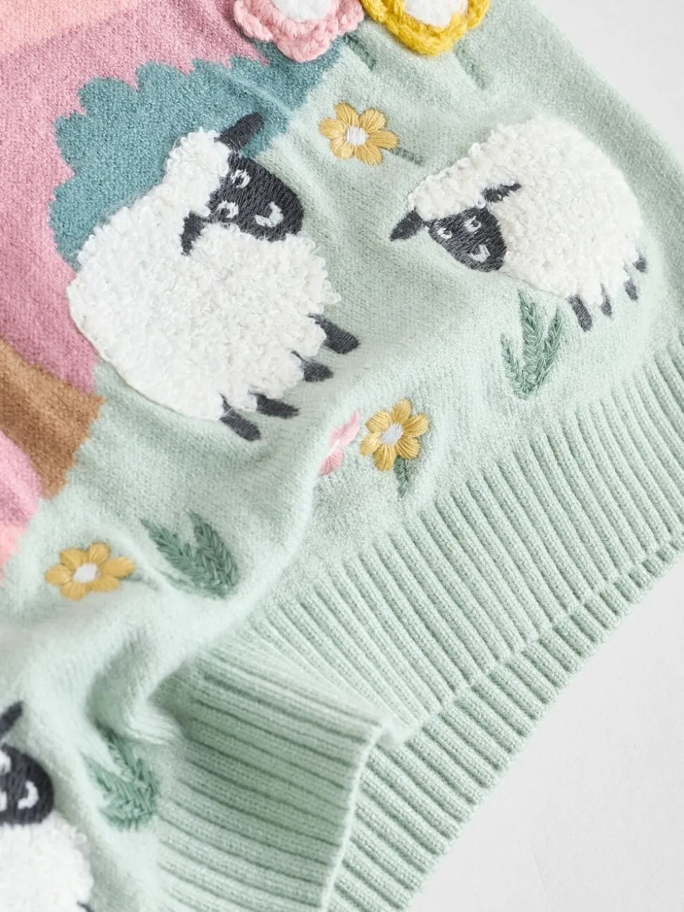Pink Sheep Scene - Gebreide babytrui en leggings set 2 -delig (0mnd -2jr)