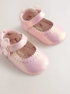 Pink Shimmer Butterfly - Mary Jane babyschoenen (0 - 18 mnd)