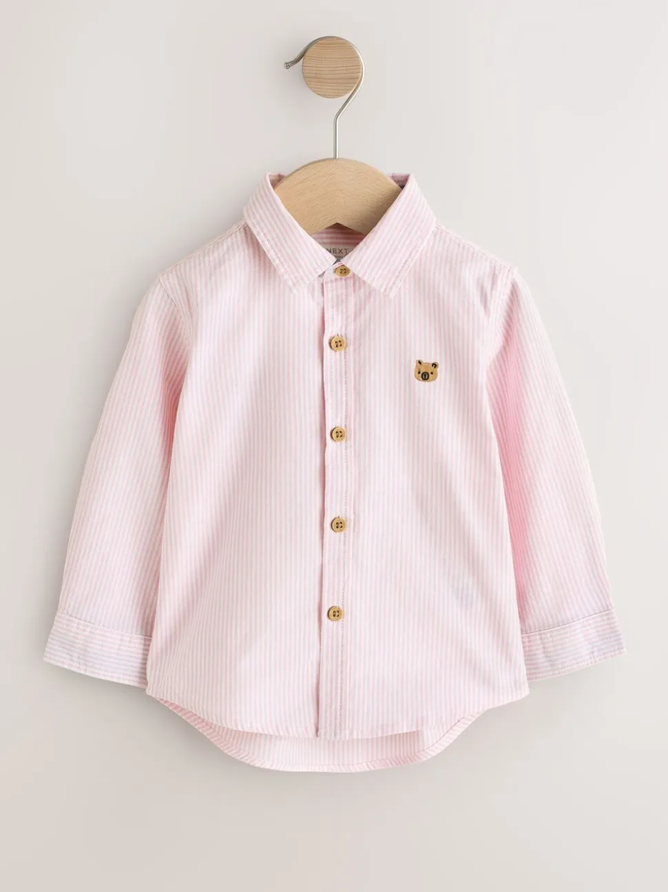Pink Stripe Character - Oxford-overhemd met lange mouwen (3 mnd-7 jr)