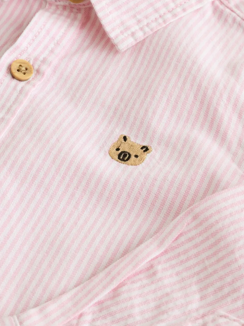 Pink Stripe Character - Oxford-overhemd met lange mouwen (3 mnd-7 jr)