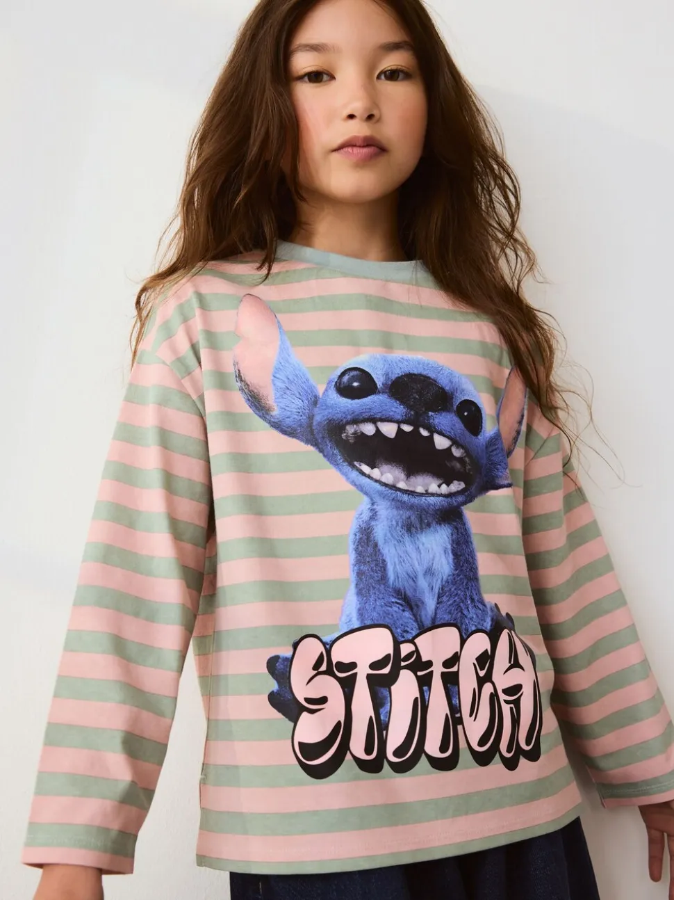 Pink Stripe Lilo & Stitch - Top met print en lange mouwen (3-16jr)