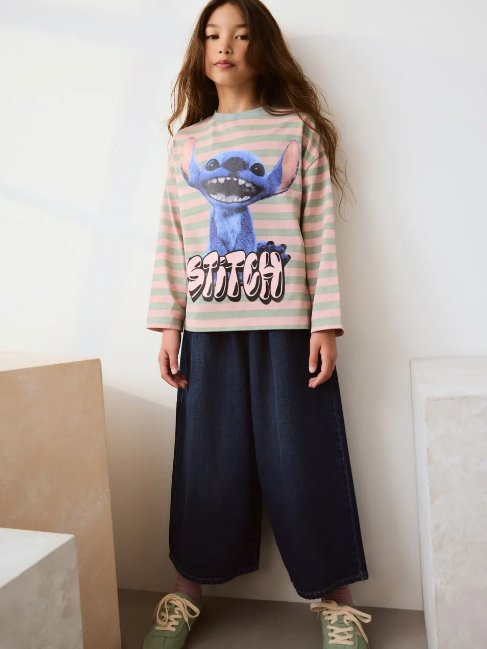 Pink Stripe Lilo & Stitch - Top met print en lange mouwen (3-16jr)