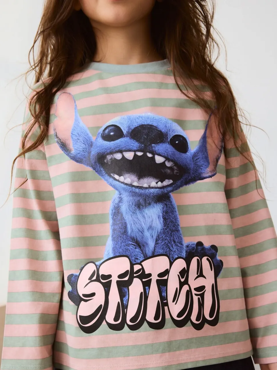 Pink Stripe Lilo & Stitch - Top met print en lange mouwen (3-16jr)