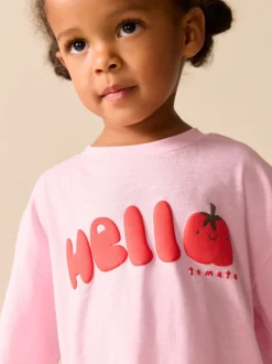 Pink Tomato Character - Set van T-shirt met korte mouwen en fietsshort (3mnd-7jr)