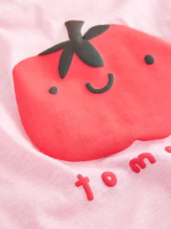 Pink Tomato Character - Set van T-shirt met korte mouwen en fietsshort (3mnd-7jr)
