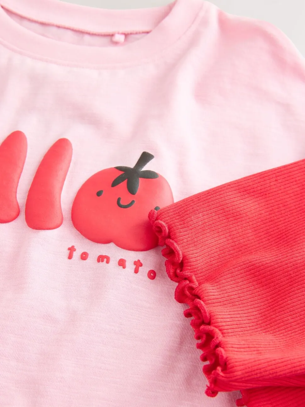 Pink Tomato Character - Set van T-shirt met korte mouwen en fietsshort (3mnd-7jr)