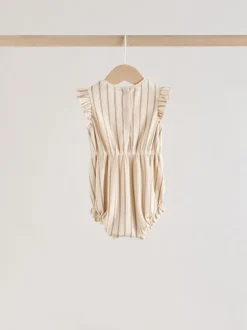 Pink Tonal Spot and Stripe - Frill Shoulder Baby Rompers 4 Pack