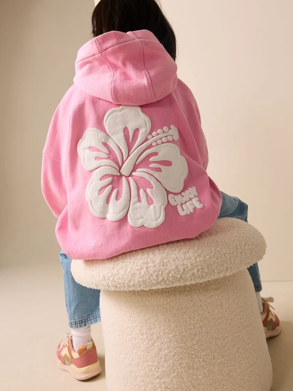 Pink Washed Flower - Hoodie (3 - 16 jr)