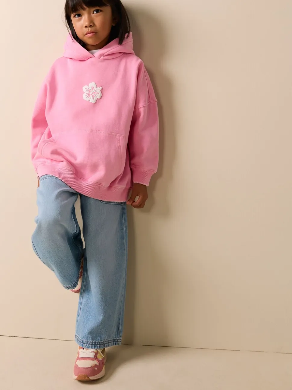 Pink Washed Flower - Hoodie (3 - 16 jr)