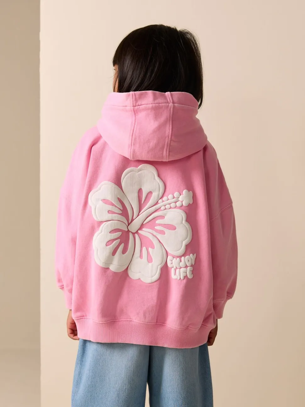 Pink Washed Flower - Hoodie (3 - 16 jr)