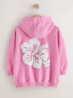 Pink Washed Flower - Hoodie (3 - 16 jr)
