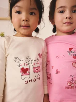 Pink/Red Galentines - Verpakking van 3 knusse pyjama's (9 mnd-12 jr)