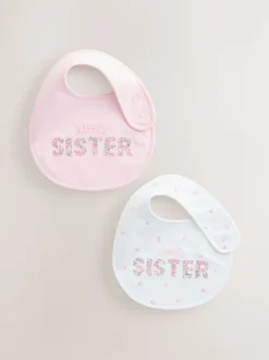 Pink/White Sister - Family Baby Bibs 2 Pack