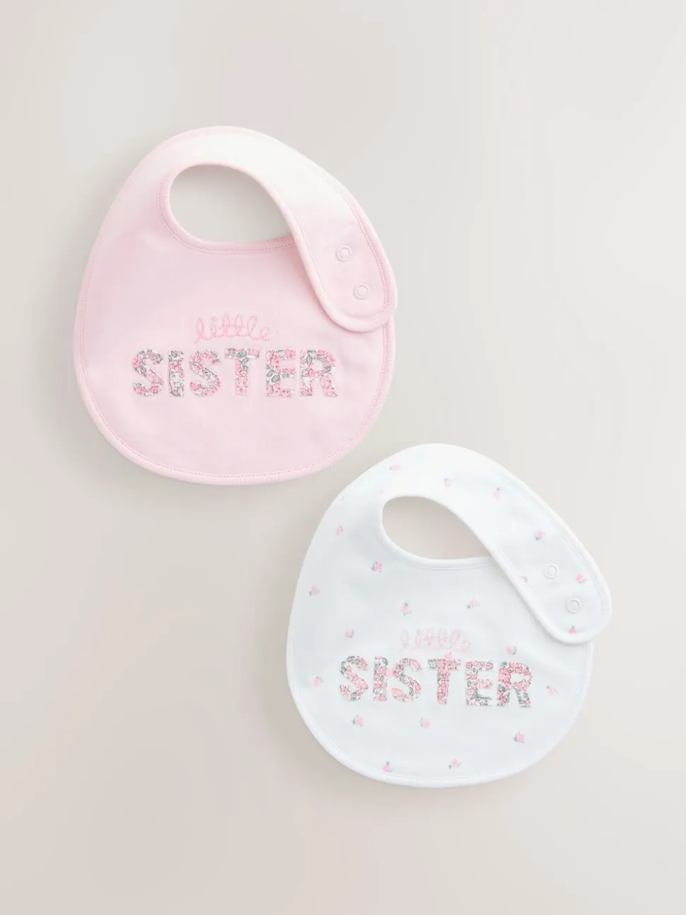 Pink/White Sister - Family Baby Bibs 2 Pack