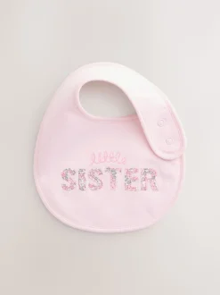Pink/White Sister - Family Baby Bibs 2 Pack
