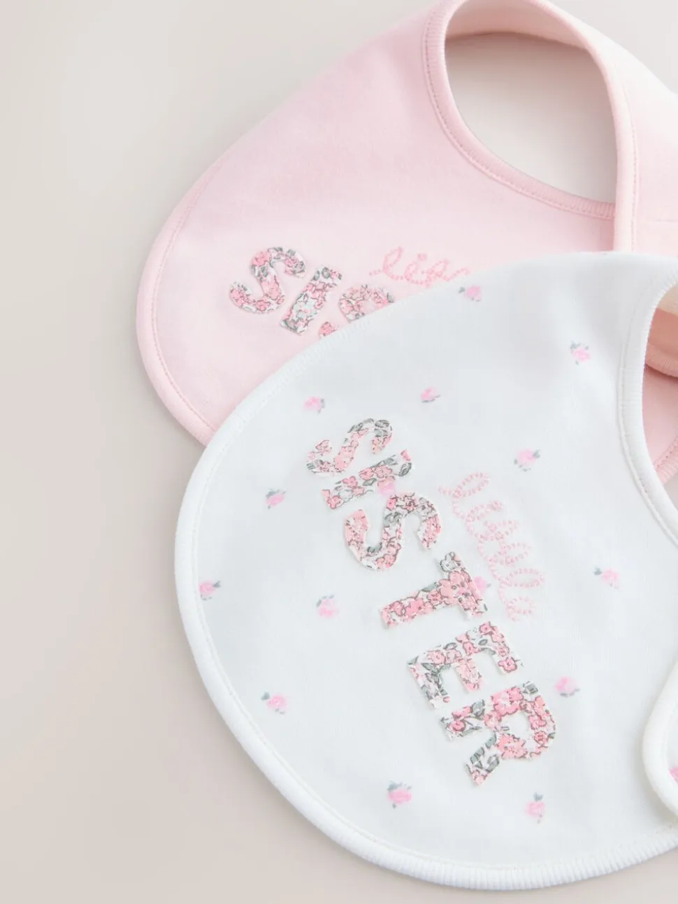 Pink/White Sister - Family Baby Bibs 2 Pack