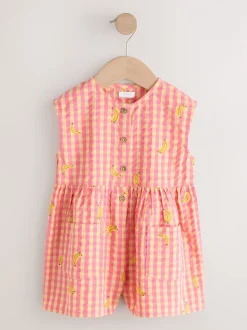 Pink/Yellow Banana - Trapeze Playsuit (3mths-7yrs)