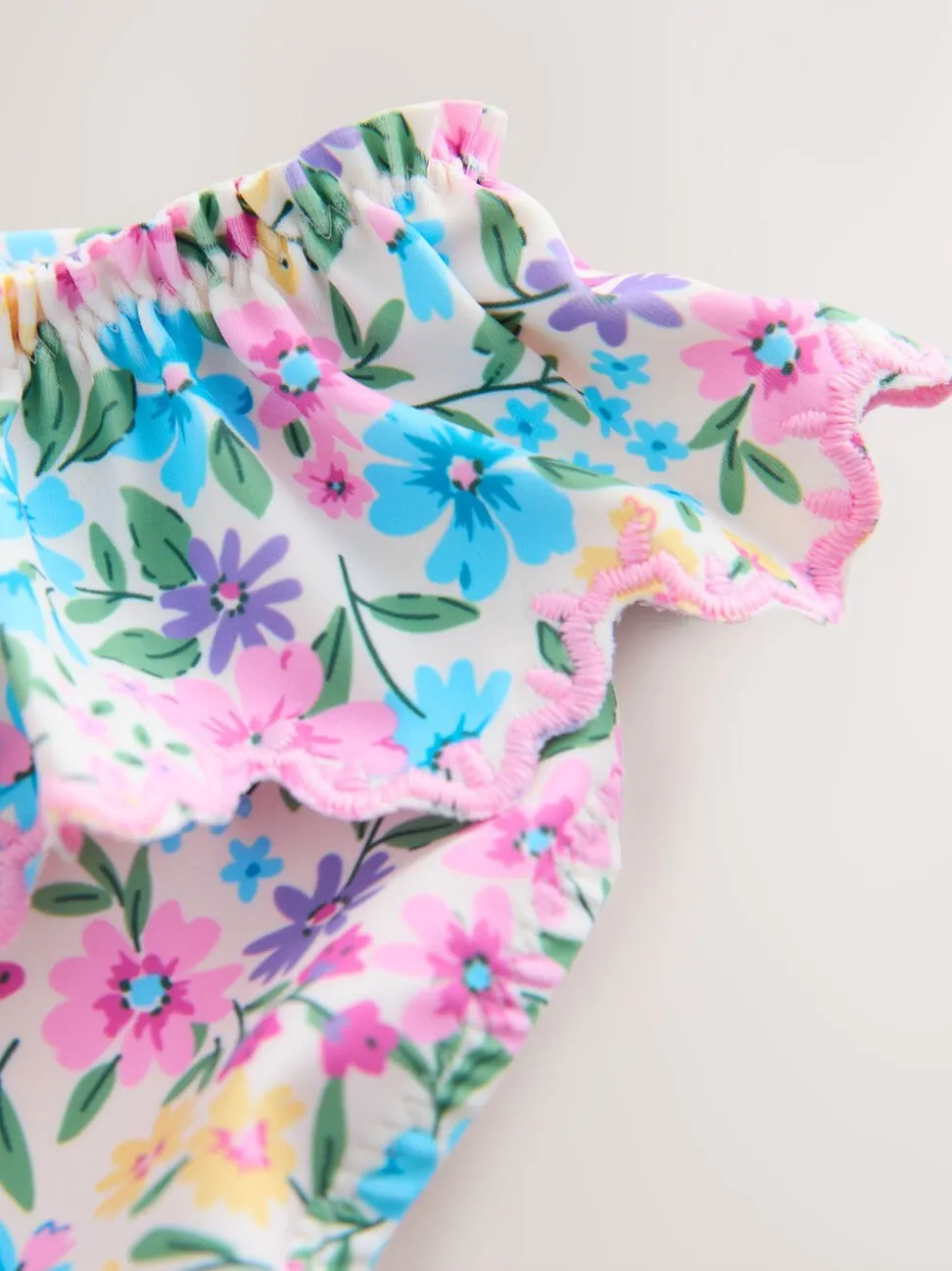Pink/Yellow Ditsy Floral - Bikini met ruches (3-16jaar)