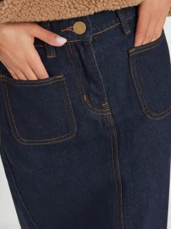 PixieGirl Petite 100% katoenen midirok met opgestikte zakken