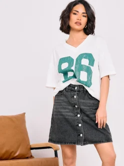 PixieGirl Petite - Minirok met knopen van 100% katoen