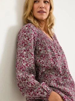 Plum Purple 2 Tone Floral - FatFace Blouse