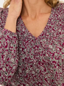 Plum Purple 2 Tone Floral - FatFace Blouse