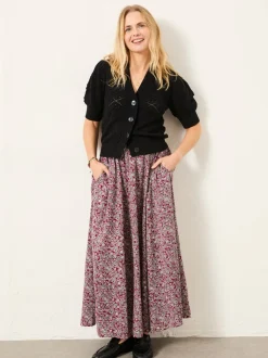 Plum Purple 2 Tone Floral - FatFace midirok