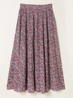 Plum Purple 2 Tone Floral - FatFace midirok