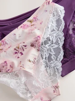 Plum Purple/Floral Print - Onderbroek met hoge pijpen 2 Pak