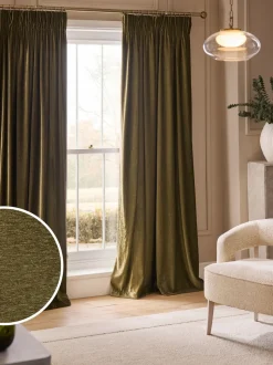 Plush Chenille Pencil Pleat Lined Curtains