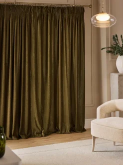 Plush Chenille Pencil Pleat Lined Curtains