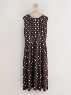 Polka Dot Chocolate Brown - Midi-jurk
