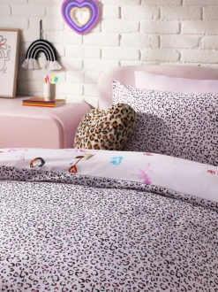 Polykatoenen dekbedovertrek en kussensloop met print