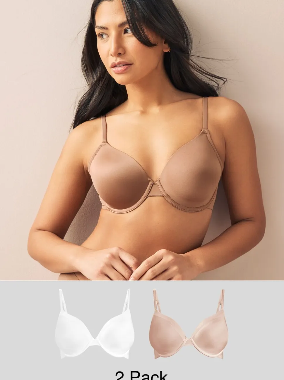 Praline huidskleur/wit - A-E Afvlakkende Ultimate Comfort Beha's 2 Verpakking