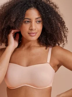 Praline nude - Minimaliserende strapless bandeaubeha zonder vulling in cupmaat DD+